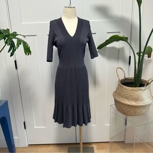 Badgley Mischka Charcoal Knit Midi Dress